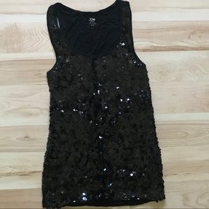 Black sequin front stretch tank top Size XS